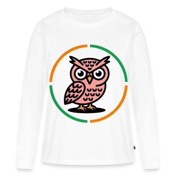 Un hibou en cercle - T-shirt manches longues Premium bio Femme - blanc - Devant - Julia (174cm)