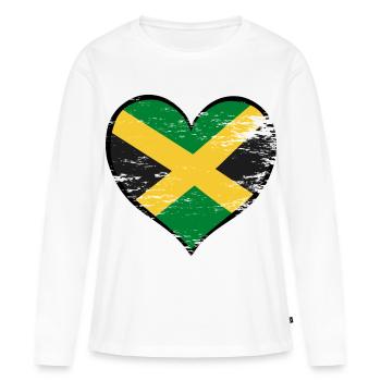 Jamaika_Herzflagge_used - T-shirt manches longues Premium bio Femme - blanc - Devant - Julia (174cm)