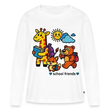 Animal friends for the start of school - Women's Premium Organic Long Sleeve Shirt - white - Front - Julia (174cm)