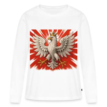 Aigle polonais – Fierté & Tradition Pologne - T-shirt manches longues Premium bio Femme - blanc - Devant - Julia (174cm)