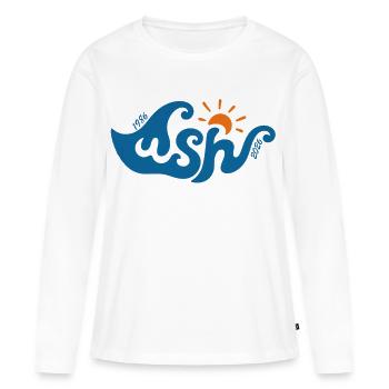 WSH Vague bleue - T-shirt manches longues Premium bio Femme - blanc - Devant - Julia (174cm)