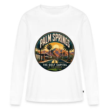 Palm Springs Golf Capital Vintage Emblem - Women's Premium Organic Long Sleeve Shirt - white - Front - Julia (174cm)