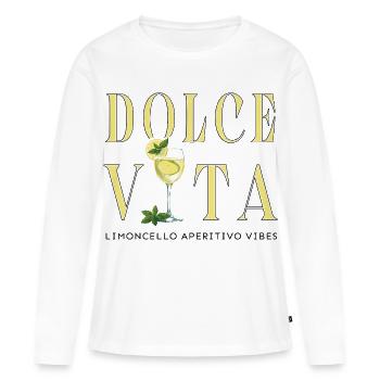 Cocktail au citron Dolce Vita - T-shirt manches longues Premium bio Femme - blanc - Devant - Julia (174cm)