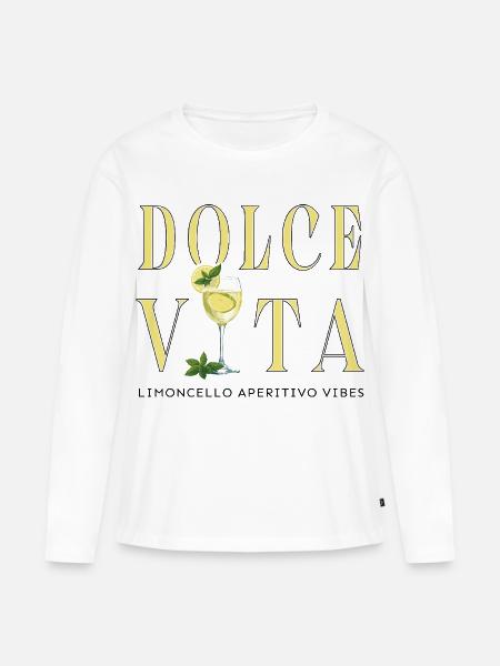 Dolce Vita Zitronen-Cocktail - Frauen Premium Bio Langarmshirt - Weiß