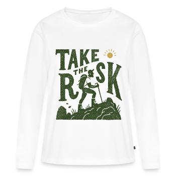 Graphique Take the Risk Wanderer - T-shirt manches longues Premium bio Femme - blanc - Devant - Julia (174cm)