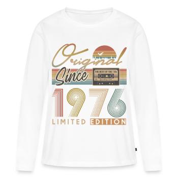 50e anniversaire, 50 ans - T-shirt manches longues Premium bio Femme - blanc - Devant - Julia (174cm)