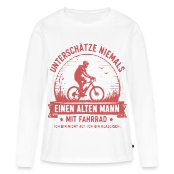 Unterschätze niemals alten Mann mit Fahrrad - Frauen Premium Bio Langarmshirt - Weiß - Vorne - Julia (174cm)