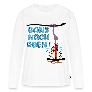 Skilift - Gans Oben - Frauen Premium Bio Langarmshirt - Weiß - Vorne - Julia (174cm)
