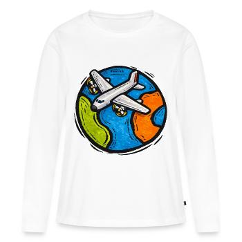 Global Flight Doodle - Women's Premium Organic Long Sleeve Shirt - white - Front - Julia (174cm)