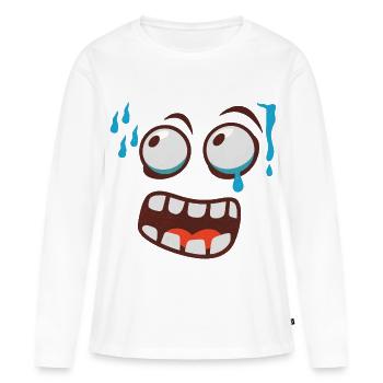  Großes Angstgesicht für Karneval und Halloween - Frauen Premium Bio Langarmshirt - Weiß - Vorne - Julia (174cm)