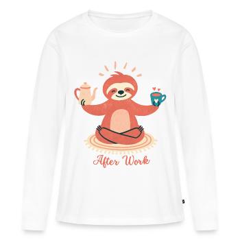 Après le travail, paresseux au café - T-shirt manches longues Premium bio Femme - blanc - Devant - Julia (174cm)