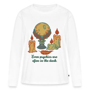 Auch Hellseher tappen oft im Dunklen - Frauen Premium Bio Langarmshirt - Weiß - Vorne - Julia (174cm)