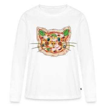 Pizza Katze - Frauen Premium Bio Langarmshirt - Weiß - Vorne - Julia (174cm)