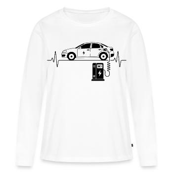 Electric car love with heartbeat Electric cars - Women's Premium Organic Long Sleeve Shirt - white - Front - Julia (174cm)