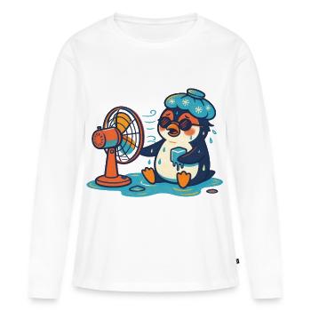 Pingouin sous stress estival - T-shirt manches longues Premium bio Femme - blanc - Devant - Julia (174cm)