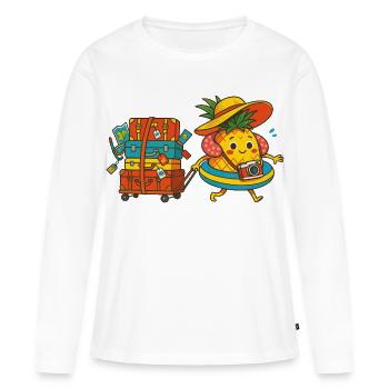 Ananas avec beaucoup de bagages - T-shirt manches longues Premium bio Femme - blanc - Devant - Julia (174cm)