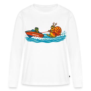 Ski nautique sur escargot - T-shirt manches longues Premium bio Femme - blanc - Devant - Julia (174cm)