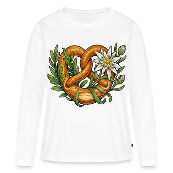 Remplacement des costumes traditionnels du Pretzel Edelweiss Festival Folklorique - T-shirt manches longues Premium bio Femme - blanc - Devant - Julia (174cm)