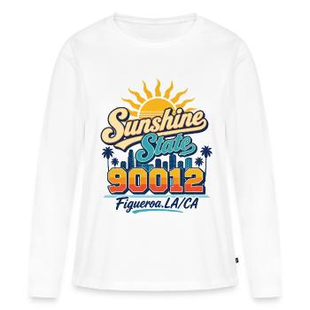 Sun City LA 90012 Vintage - T-shirt manches longues Premium bio Femme - blanc - Devant - Julia (174cm)