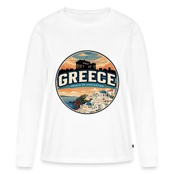 Insigne de voyage de Santorin en Grèce rétro - T-shirt manches longues Premium bio Femme - blanc - Devant - Julia (174cm)
