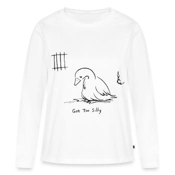 Wurde zu albern – Lustige Gans - Frauen Premium Bio Langarmshirt - Weiß - Vorne - Julia (174cm)