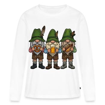 Remplacement des costumes traditionnels du Festival folklorique Gnome Lederhosen - T-shirt manches longues Premium bio Femme - blanc - Devant - Julia (174cm)