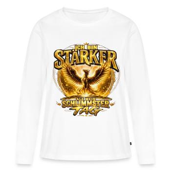 Phönix - Ich bin Stärker als mein Schlimmster TAG - Frauen Premium Bio Langarmshirt - Weiß - Vorne - Julia (174cm)