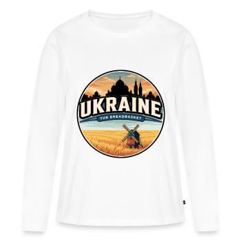 Insigne du champ de blé Ukrainien rétro - T-shirt manches longues Premium bio Femme - blanc - Devant - Julia (174cm)