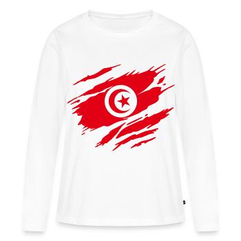 Tunisie Drapeau Tunisien Tunisienne - T-shirt manches longues Premium bio Femme - blanc - Devant - Julia (174cm)