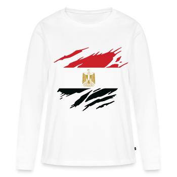 Égypte Drapeau Égyptien Égyptienne - T-shirt manches longues Premium bio Femme - blanc - Devant - Julia (174cm)