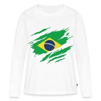 Brazil Brazilian Flag - Women's Premium Organic Long Sleeve Shirt - white - Front - Julia (174cm)