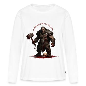 Chef de guerre sanglant - T-shirt manches longues Premium bio Femme - blanc - Devant - Julia (174cm)