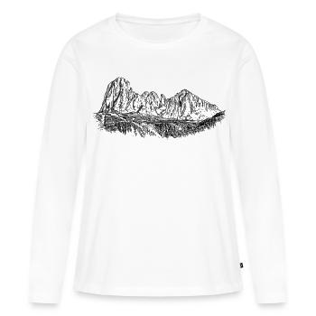 Groupe Sassolungo Dolomites Silhouette Alpes - T-shirt manches longues Premium bio Femme - blanc - Devant - Julia (174cm)