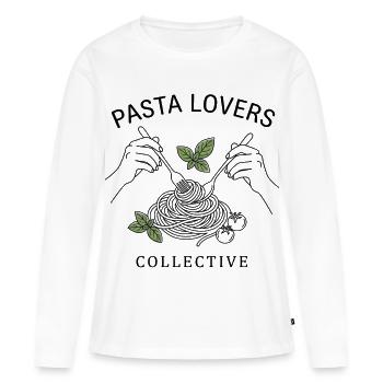 T-shirt spaghetti Pâtes Passionnés de design Femmes/Hommes - T-shirt manches longues Premium bio Femme - blanc - Devant - Julia (174cm)