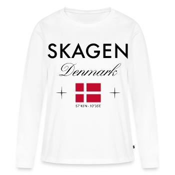 Skagen, Denmark, coordinates, travel, souvenir - Women's Premium Organic Long Sleeve Shirt - white - Front - Julia (174cm)