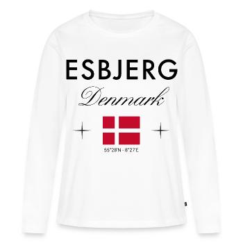 Esbjerg Danemark Coordonnées Souvenir de voyage - T-shirt manches longues Premium bio Femme - blanc - Devant - Julia (174cm)