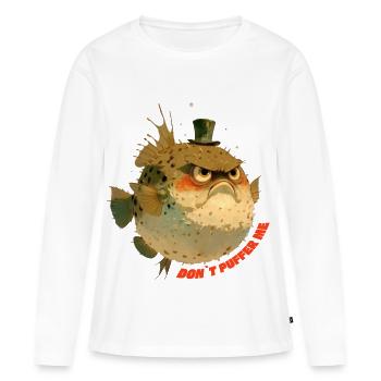 Mürrischer Kugelfisch mit Zylinder - T-shirt manches longues Premium bio Femme - blanc - Devant - Julia (174cm)