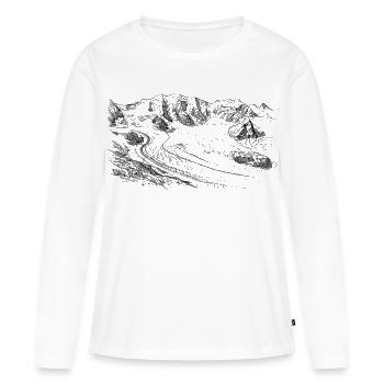 Silhouette de Piz Palü | Bernina Massiv Design | Montagne - T-shirt manches longues Premium bio Femme - blanc - Devant - Julia (174cm)