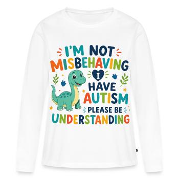 Je ne me comporte pas mal, j’ai de l’autisme - T-shirt manches longues Premium bio Femme - blanc - Devant - Julia (174cm)