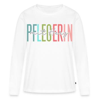 Aidant au design du cœur - T-shirt manches longues Premium bio Femme - blanc - Devant - Julia (174cm)
