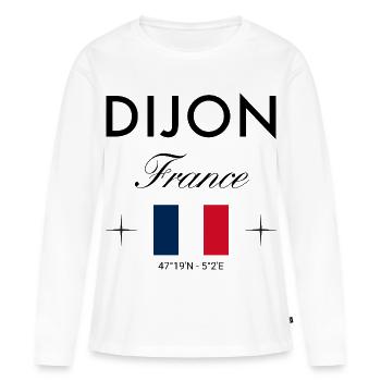 Dijon France Coordinates Souvenir de voyage - T-shirt manches longues Premium bio Femme - blanc - Devant - Julia (174cm)