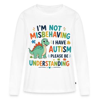 Je ne me comporte pas mal, j’ai de l’autisme - T-shirt manches longues Premium bio Femme - blanc - Devant - Julia (174cm)