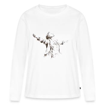 Silhouette bras écartés - T-shirt manches longues Premium bio Femme - blanc - Devant - Julia (174cm)