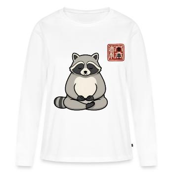 Funny Meditating Raccoon Zen Humour Gift - Women's Premium Organic Long Sleeve Shirt - white - Front - Julia (174cm)