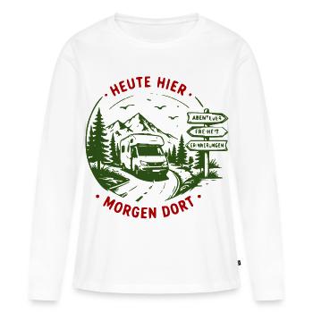 Abenteuer Roadtrip Waldsignale - Frauen Premium Bio Langarmshirt - Weiß - Vorne - Julia (174cm)