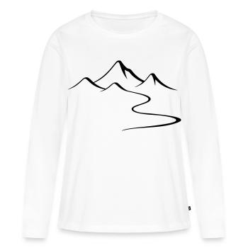 Silhouette du contour des montagnes - T-shirt manches longues Premium bio Femme - blanc - Devant - Julia (174cm)