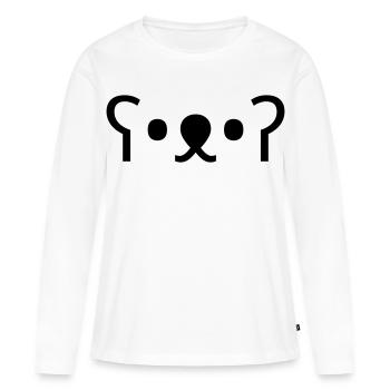 Émoticône de l’ours Kuma ʕ•ᴥ•ʔ Ours Mignons - T-shirt manches longues Premium bio Femme - blanc - Devant - Julia (174cm)