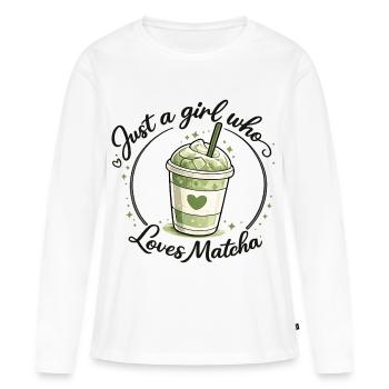 Matcha Girl Heart Love Design - T-shirt manches longues Premium bio Femme - blanc - Devant - Julia (174cm)
