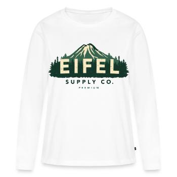 Eifel Supply Co. | Design extérieur vintage - T-shirt manches longues Premium bio Femme - blanc - Devant - Julia (174cm)