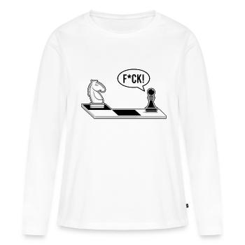 Pièces d’échecs drôles d’échiquiers - T-shirt manches longues Premium bio Femme - blanc - Devant - Julia (174cm)